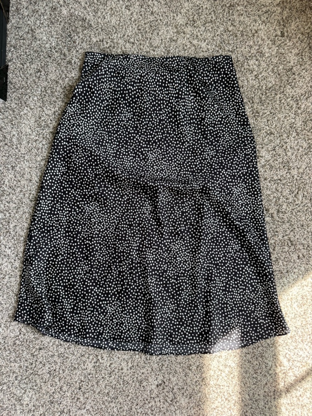 LOFT Black Midi Skirt with White Polka Dot Print
